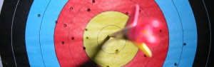 Archery target with arrow