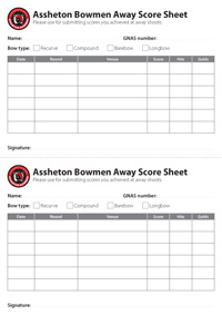 Score sheets FITA/Metric Rounds